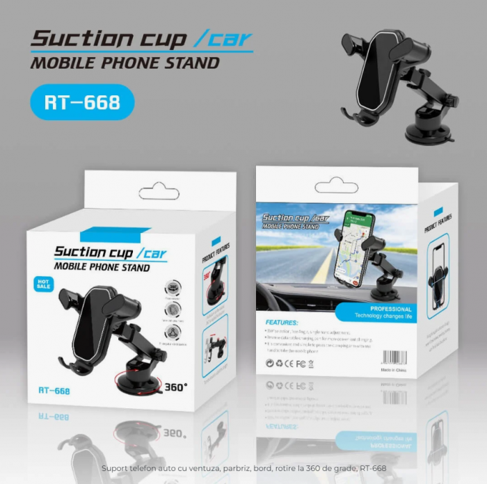 Suport telefon auto ventuză